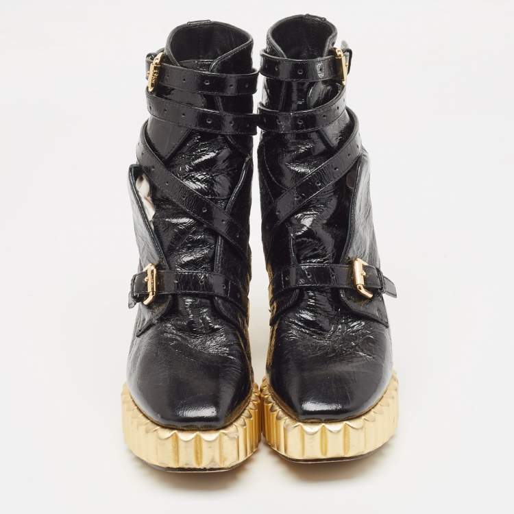 Pre Owned Dior Black Leather Mission Ankle Boots Size 37