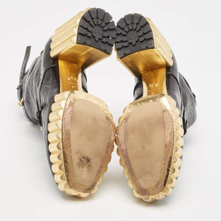 Pre Owned Dior Black Leather Mission Ankle Boots Size 37