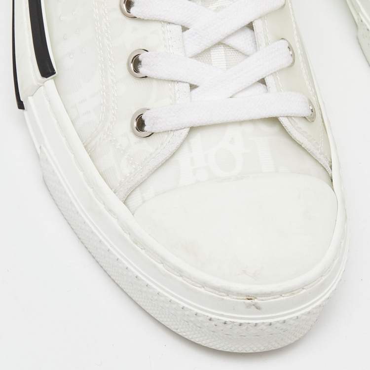 Pre Owned Dior White Oblique Mesh and Rubber B23 Low Top Sneakers Size 39