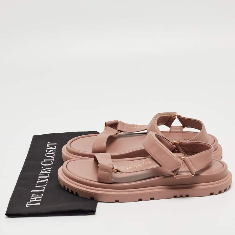 Pre Owned Dior Pink Leather D-Wave Sandals Size 40