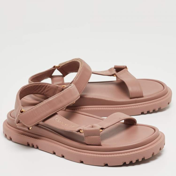 Pre Owned Dior Pink Leather D-Wave Sandals Size 40