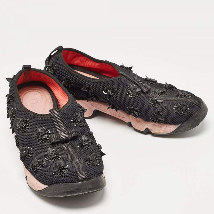 Pre Owned Dior Black Mesh Fusion Low Top Sneakers Size 37