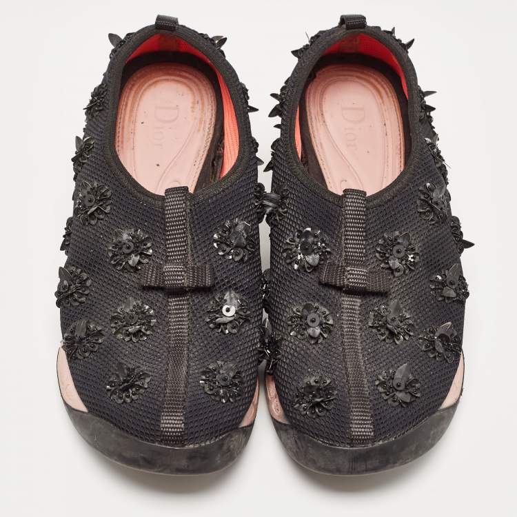 Pre Owned Dior Black Mesh Fusion Low Top Sneakers Size 37