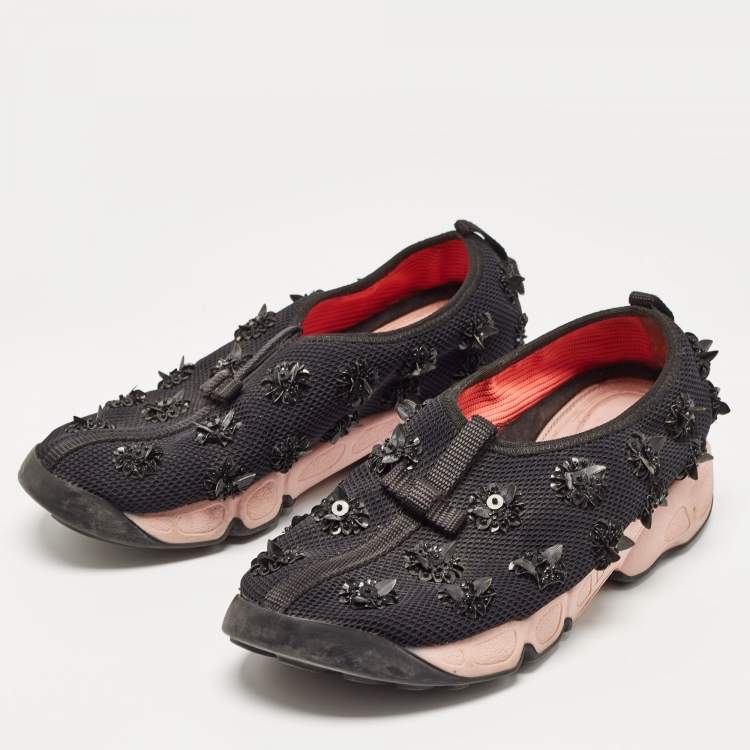 Pre Owned Dior Black Mesh Fusion Low Top Sneakers Size 37