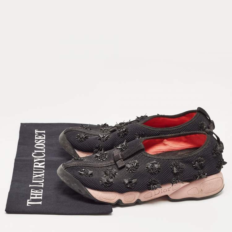 Pre Owned Dior Black Mesh Fusion Low Top Sneakers Size 37