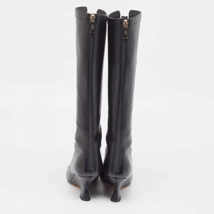 Pre Owned Dior Black Leather Naughtily-D Wedge Boots Size 39