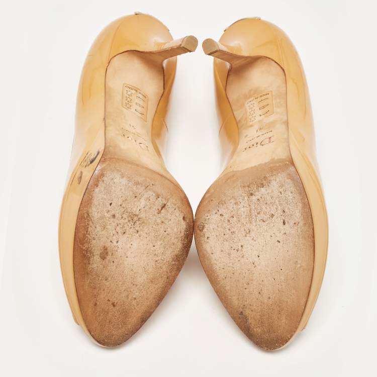 Pre Owned Dior Mustard Patent Leather Miss Dior Pumps Size 41