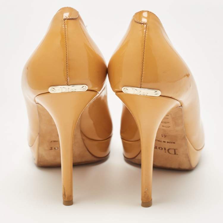 Pre Owned Dior Mustard Patent Leather Miss Dior Pumps Size 41