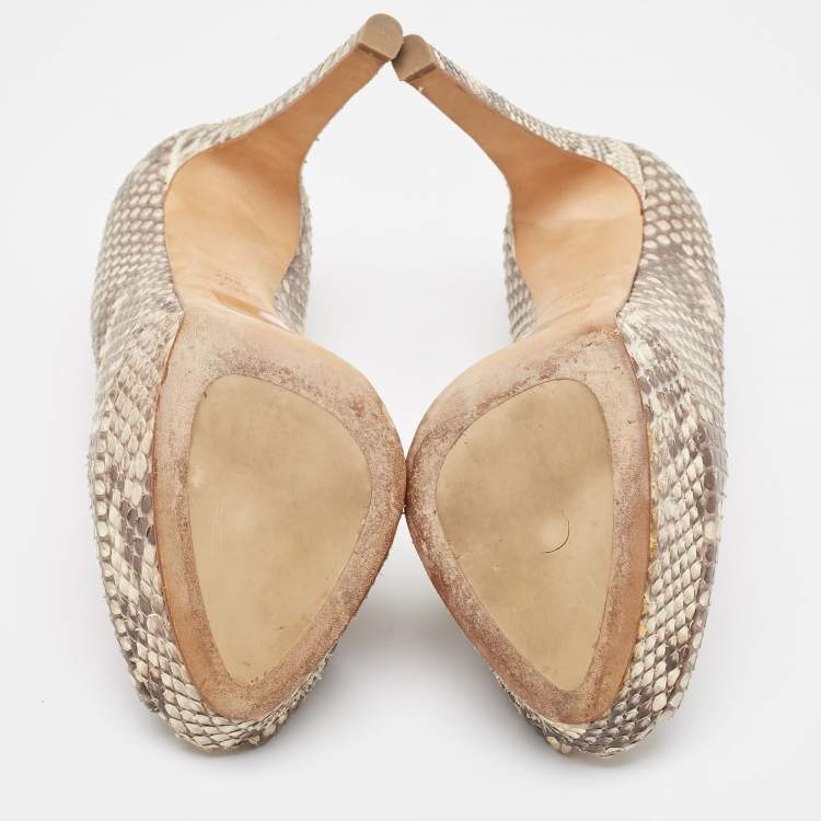 Pre Owned Dior Brown/Beige Python Miss Dior  Pumps Size 40.5