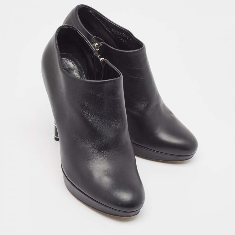 Pre Owned Dior Black Leather Platform Ankle Booties Size 37