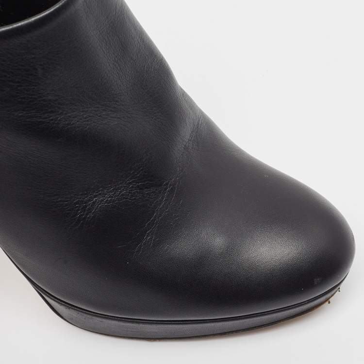 Pre Owned Dior Black Leather Platform Ankle Booties Size 37
