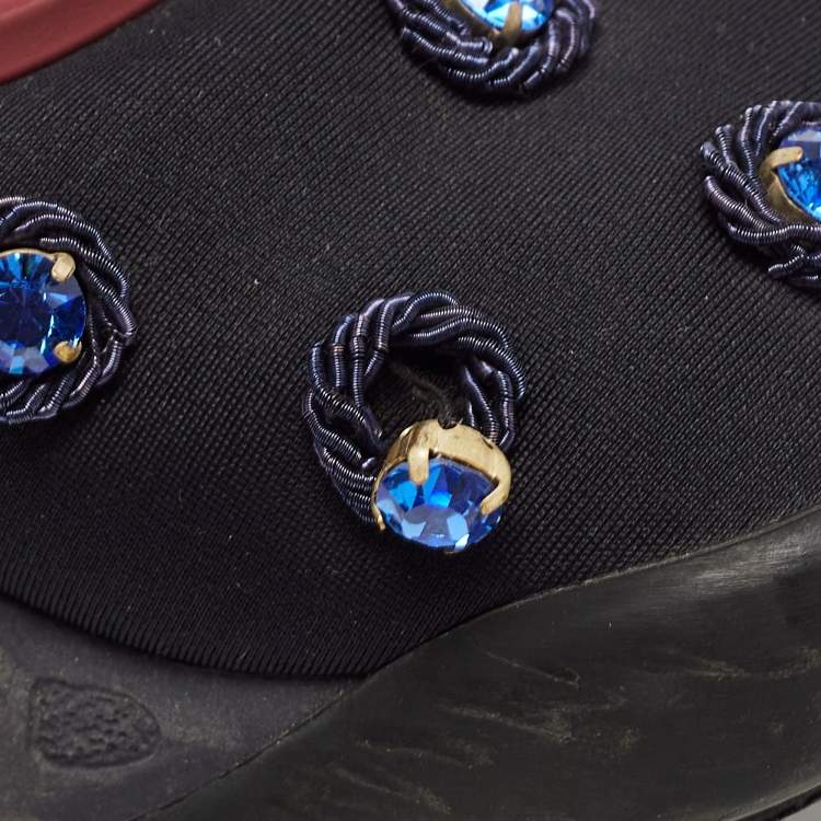 Pre Owned Dior Black Neoprene and Mesh Embellished Fusion Sneakers Size 39