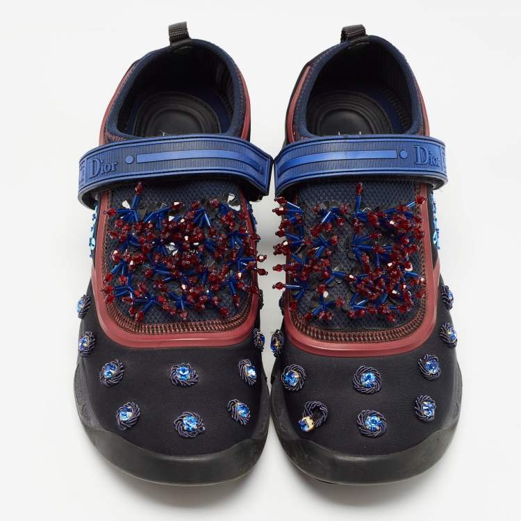 Pre Owned Dior Black Neoprene and Mesh Embellished Fusion Sneakers Size 39