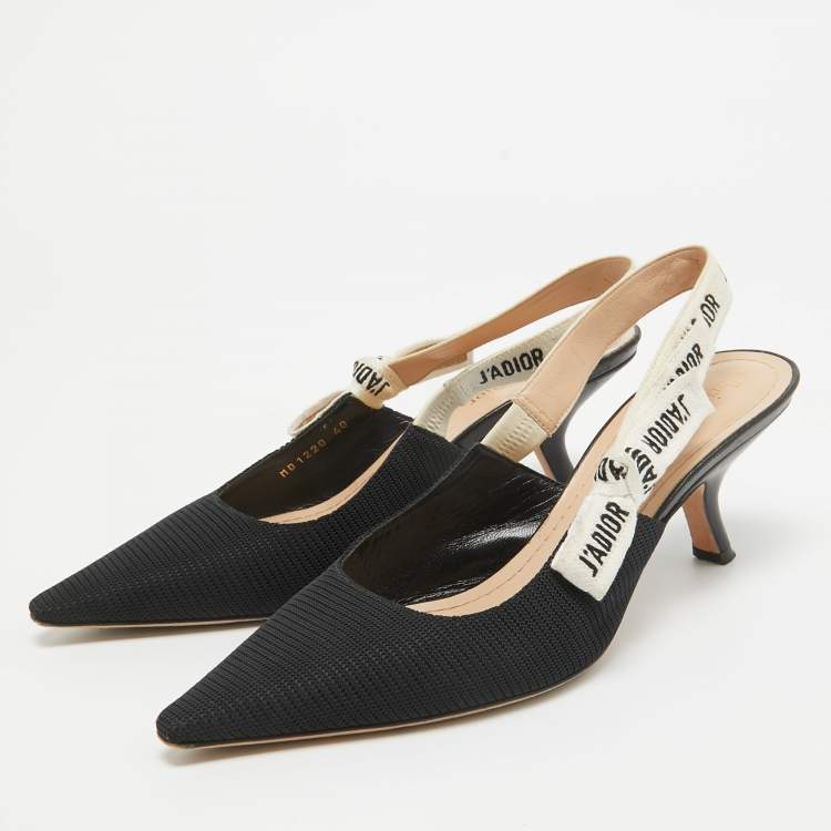 Pre Owned Dior Black Technical Fabric J'adior Slingback Pumps Size 40