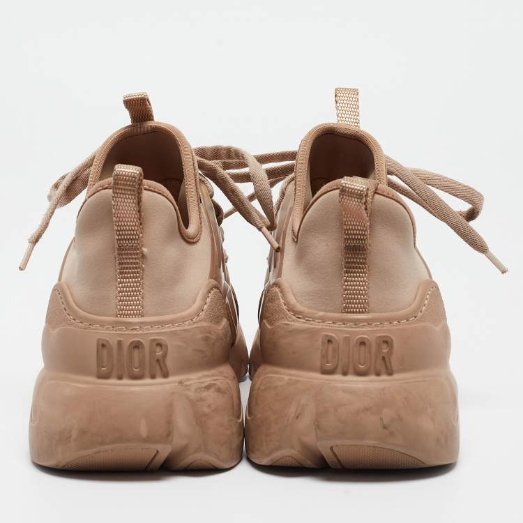 Pre Owned Dior Beige Leather and PVC D-Connect Sneakers Size 37.5