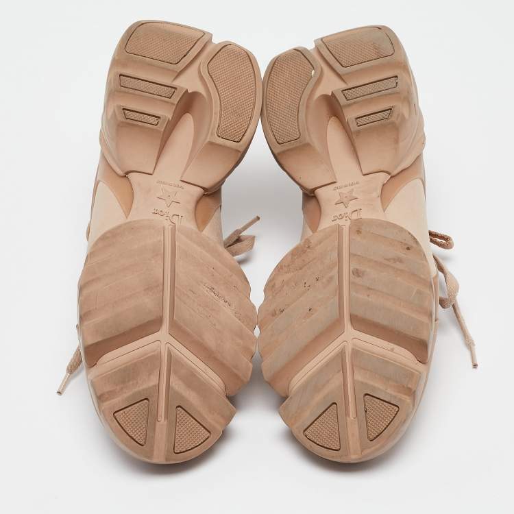 Pre Owned Dior Beige Leather and PVC D-Connect Sneakers Size 37.5