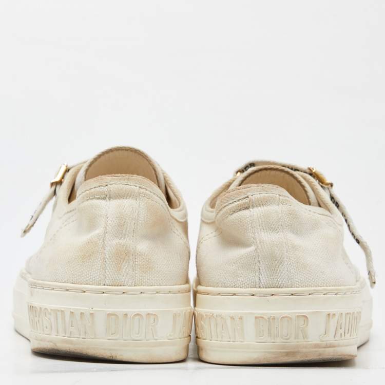 Pre Owned Dior Cream Canvas Walk'n'Dior Sneakers Size 38.5
