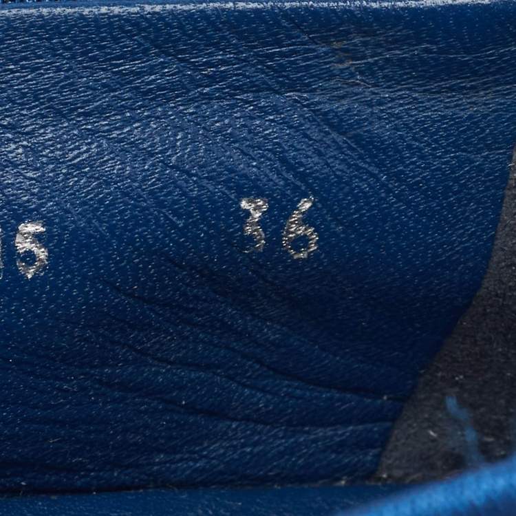 Pre Owned Dior Blue Canvas Crystal Embellished Fusion Espadrille Flats Size 36