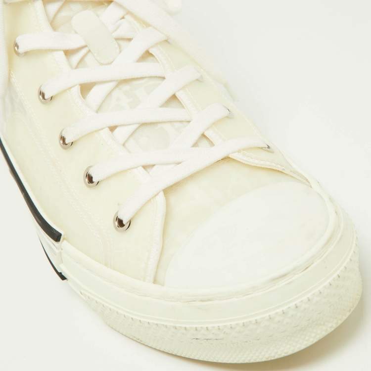 Pre Owned Dior White Mesh and Rubber B23 High Top Sneakers Size 45