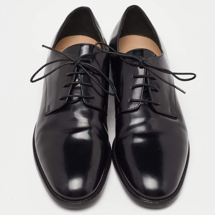 Pre Owned Dior Black Leather Lace Up Derby Size 37.5