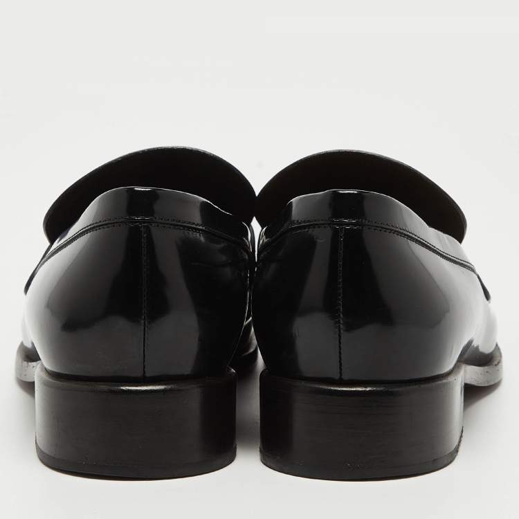 Pre Owned Dior Black Leather Slip On Loafers  Size 39
