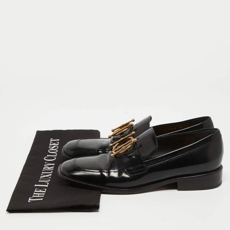 Pre Owned Dior Black Leather Slip On Loafers  Size 39