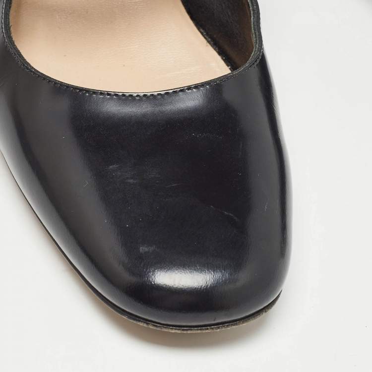 Pre Owned Dior Black Leather Mary Jane Ballet Flats Size 38