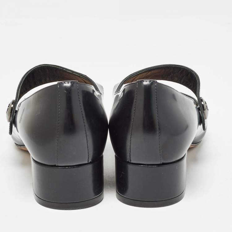 Pre Owned Dior Black Leather Mary Jane Ballet Flats Size 38