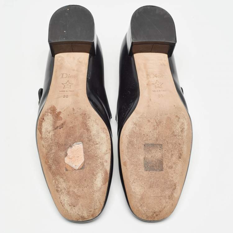 Pre Owned Dior Black Leather Mary Jane Ballet Flats Size 38