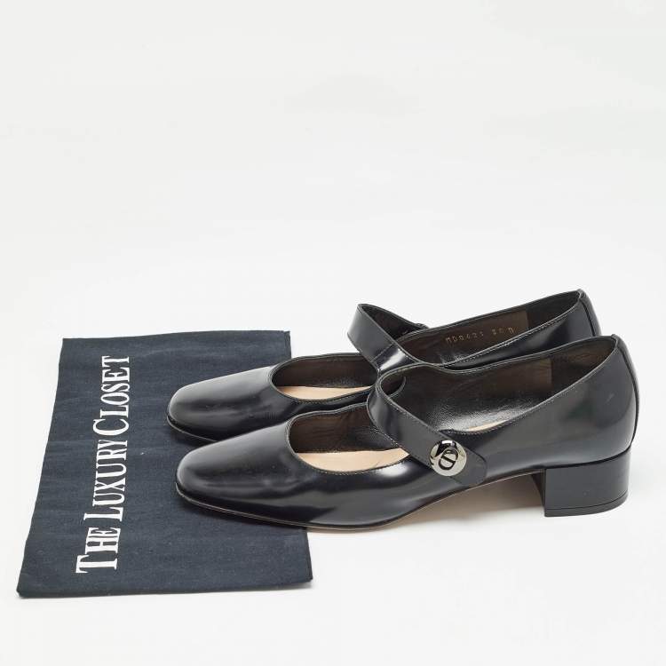 Pre Owned Dior Black Leather Mary Jane Ballet Flats Size 38