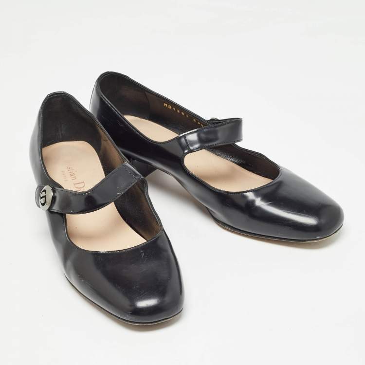 Pre Owned Dior Black Leather Uniform Mary Jane Pumps Size 35.5 