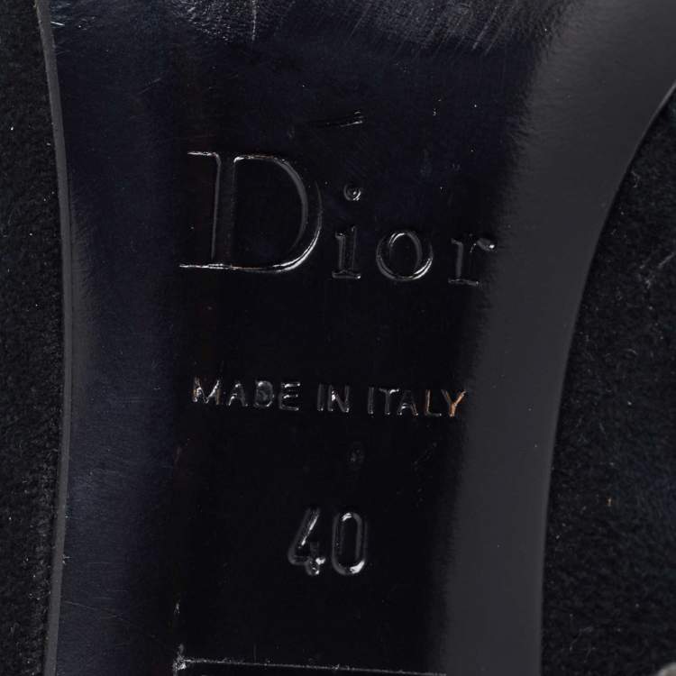 Pre Owned Dior Black Suede and Leather Pointed Toe Ankle Booties Size 40