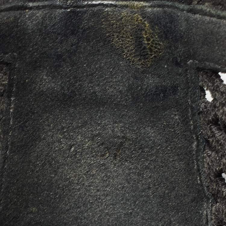 Pre Owned Dior Black Embroidered Mesh Poeme Ankle Tie Ballet Flats Size 37