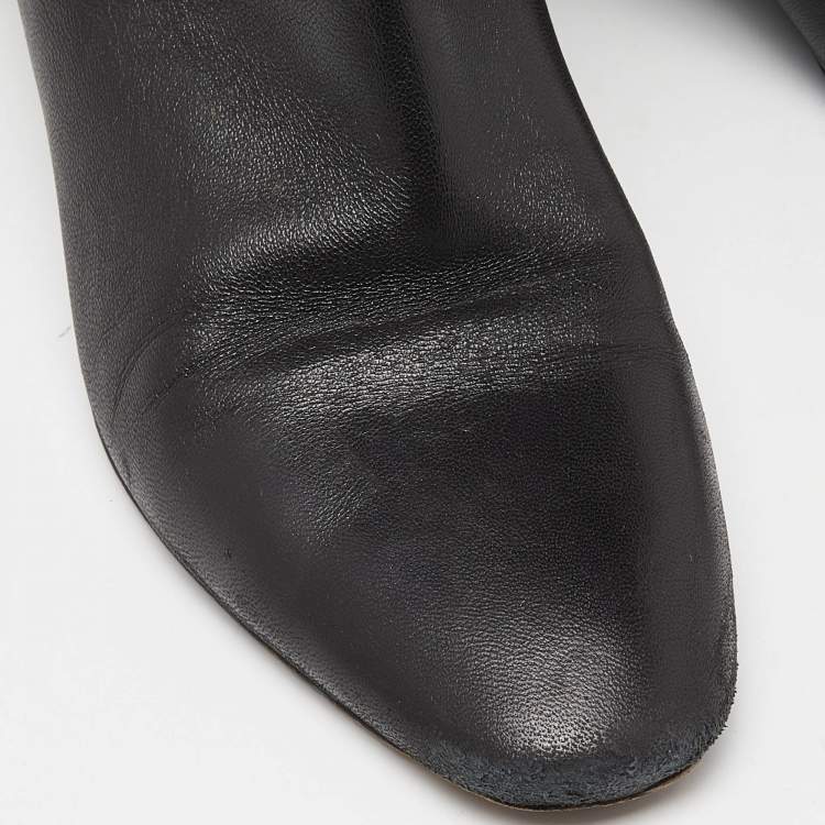 Pre Owned Dior Black Leather Ankle Length Boots Size 40