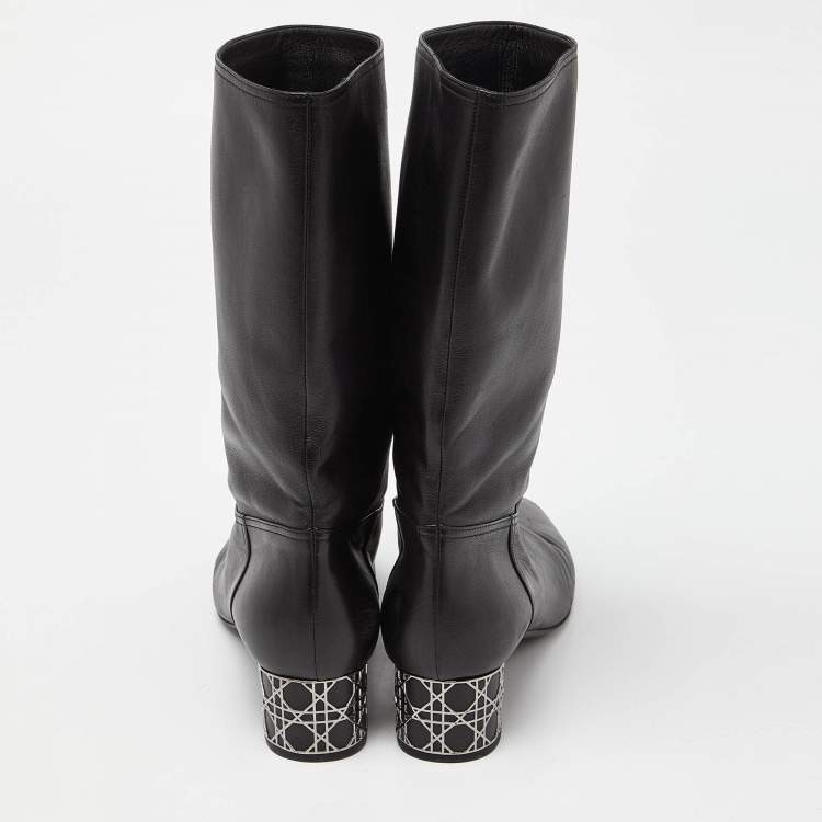 Pre Owned Dior Black Leather Ankle Length Boots Size 40