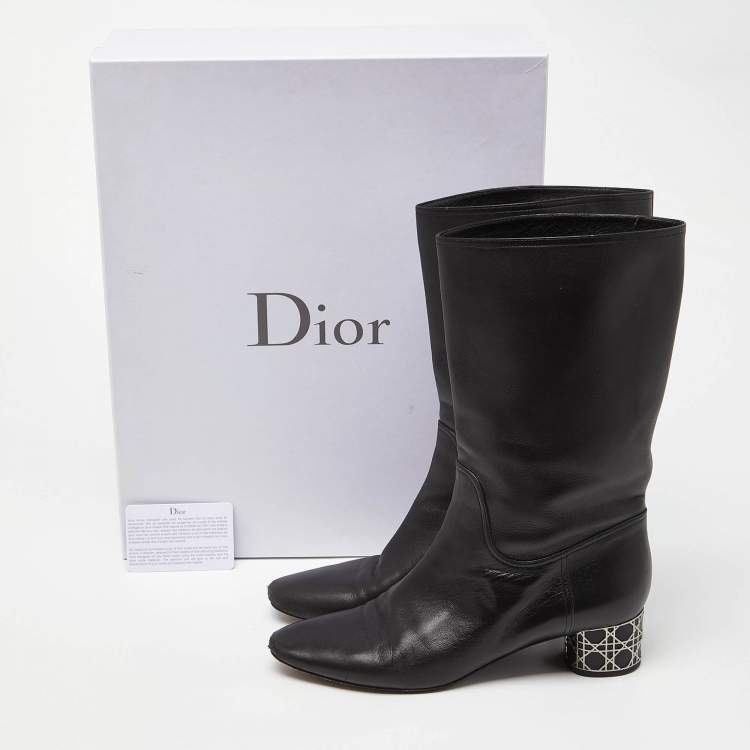 Pre Owned Dior Black Leather Ankle Length Boots Size 40