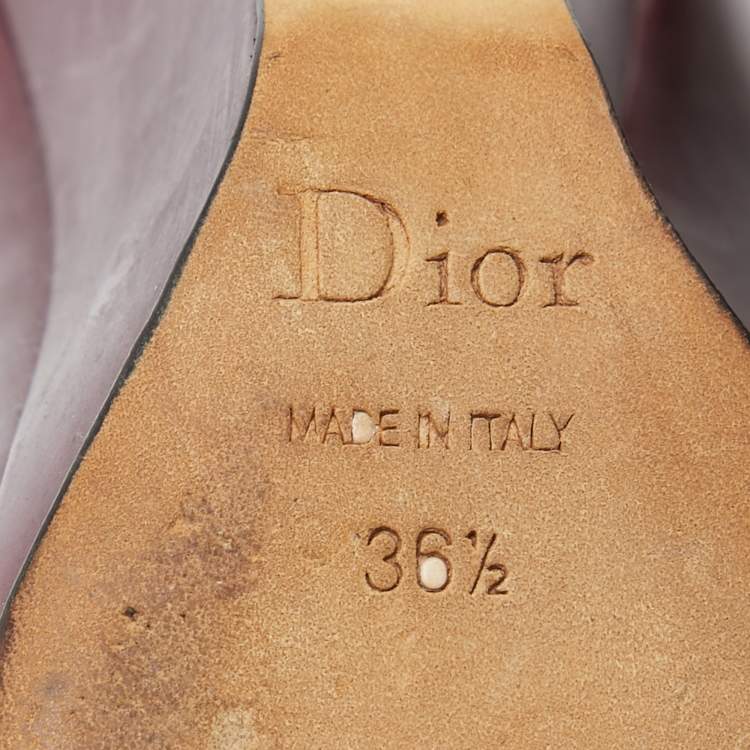 Pre Owned Dior Metallic Burgundy Leather Wedge Pumps Size 36.5