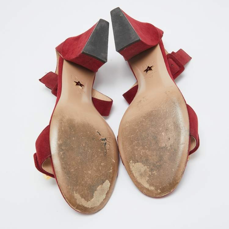 Pre Owned Dior Red Suede C'est Ankle Strap Sandals Size 37