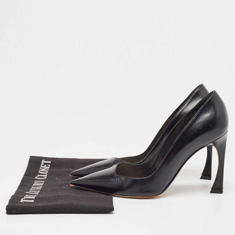 Pre Owned Dior Black Leather Pointed Toe Pumps Size 37.5