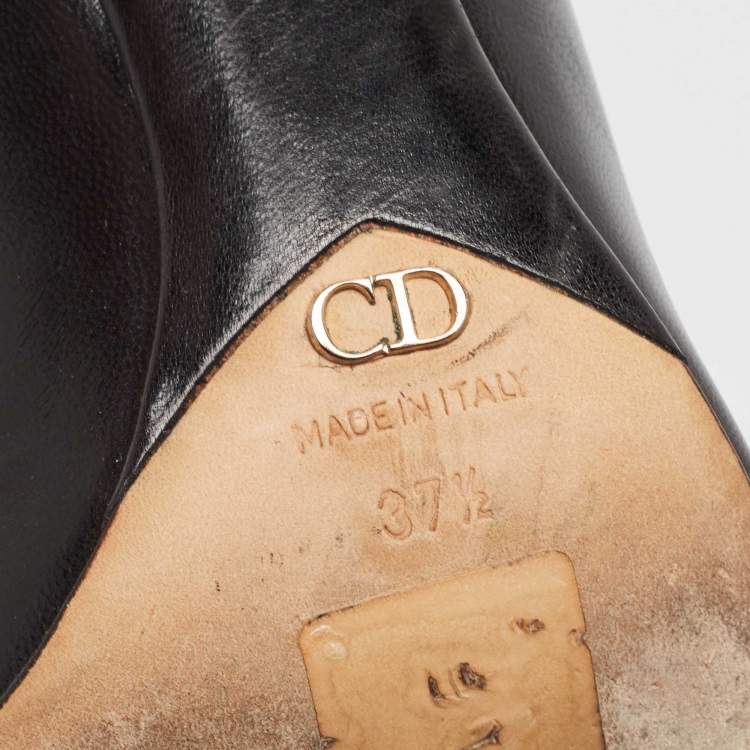 Pre Owned Dior Black Leather Pointed Toe Pumps Size 37.5