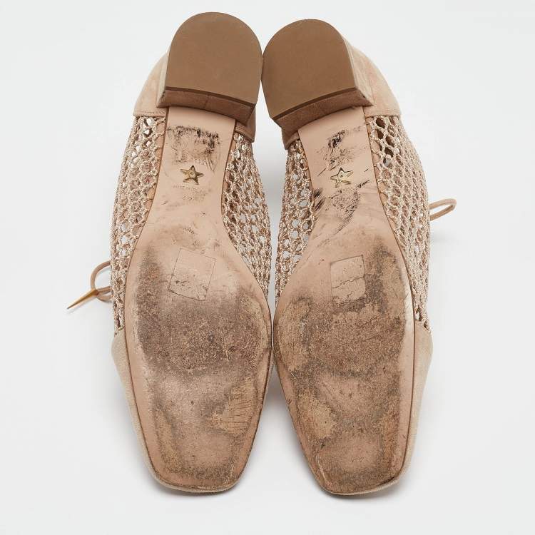 Pre Owned Dior Beige Suede and Mesh Naughtily-D Ankle Boots Size 42