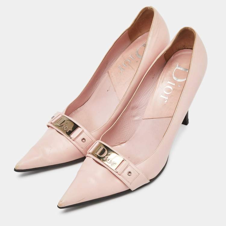 Pre Owned Dior Pink Leather Pointed Toe Pumps Size 40