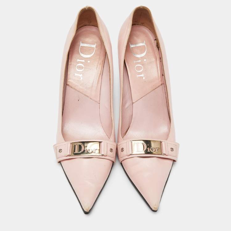 Pre Owned Dior Pink Leather Pointed Toe Pumps Size 40