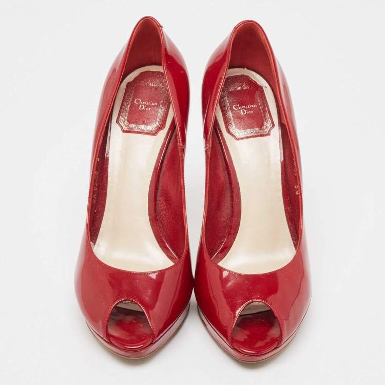 Pre Owned Dior Dark Red Patent Leather Miss Dior Pumps Size 38