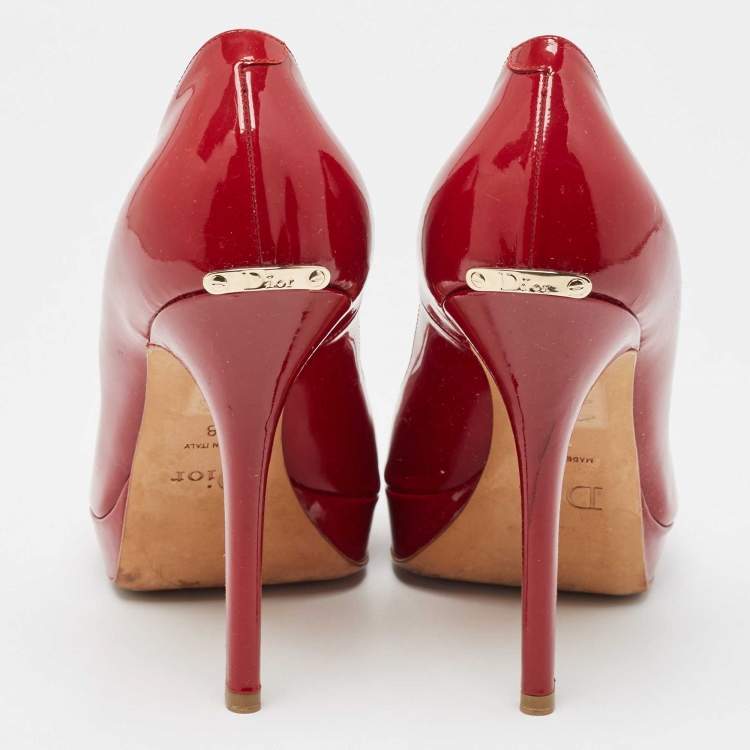 Pre Owned Dior Dark Red Patent Leather Miss Dior Pumps Size 38