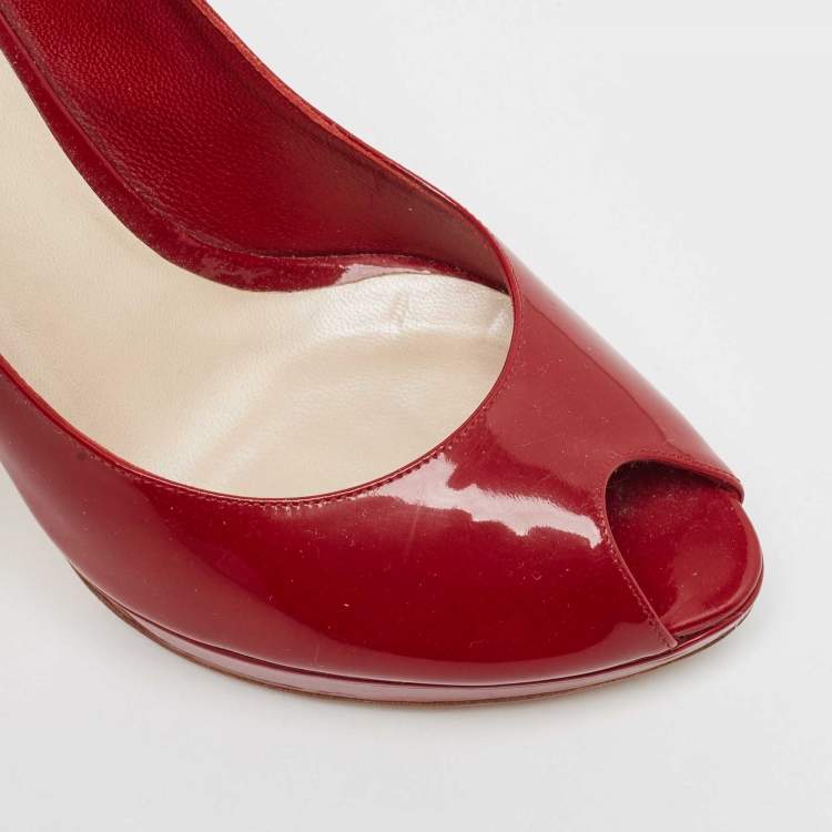 Pre Owned Dior Dark Red Patent Leather Miss Dior Pumps Size 38