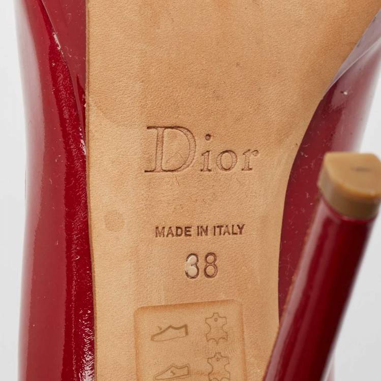Pre Owned Dior Dark Red Patent Leather Miss Dior Pumps Size 38