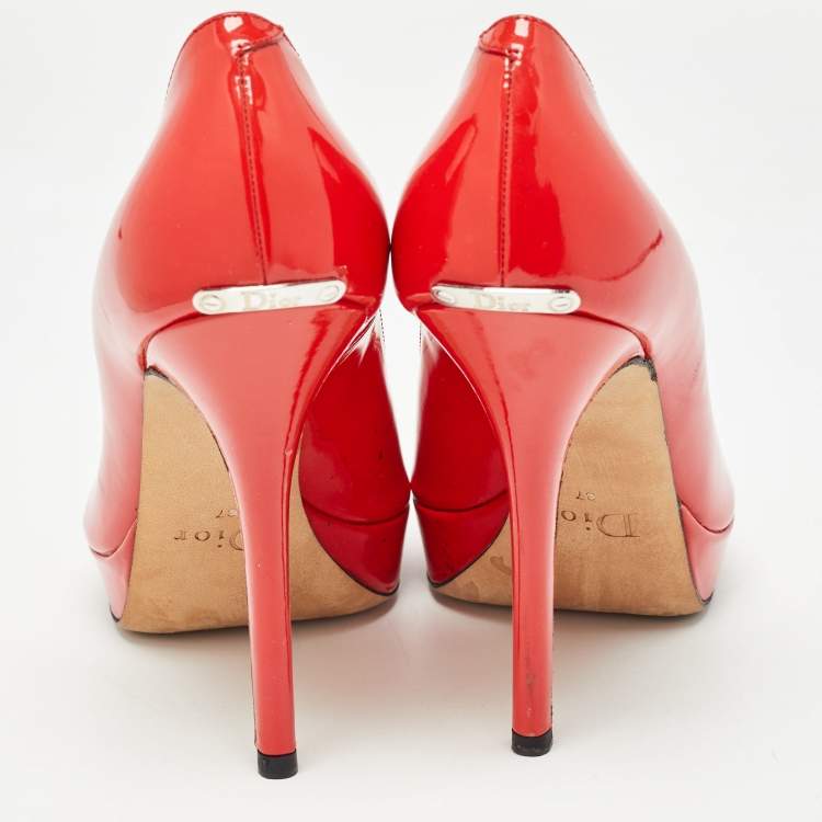 Pre Owned Dior Red Patent Leather Miss Dior Pumps Size 37