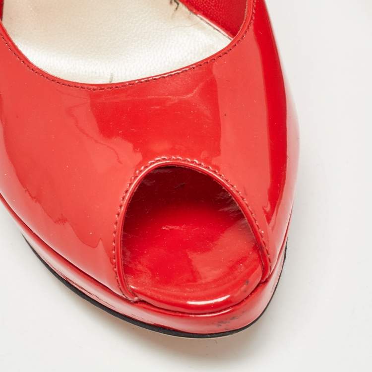 Pre Owned Dior Red Patent Leather Miss Dior Pumps Size 37