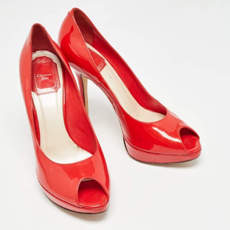Pre Owned Dior Red Patent Leather Miss Dior Pumps Size 37